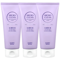 Haepibaseu Makeu Keulrin Deep Cleansing Foam , 100 g, 3 Pack (해피바스 마이크로 클린 딥 클렌징폼, 100g, 3개)