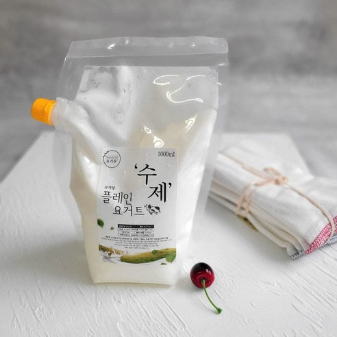 Yogeomol Suje Sugar-free Plain Yogurt , 1 Pack , 1 L (요거몰 수제 무가당 플레인 요거트, 1개, 1L)