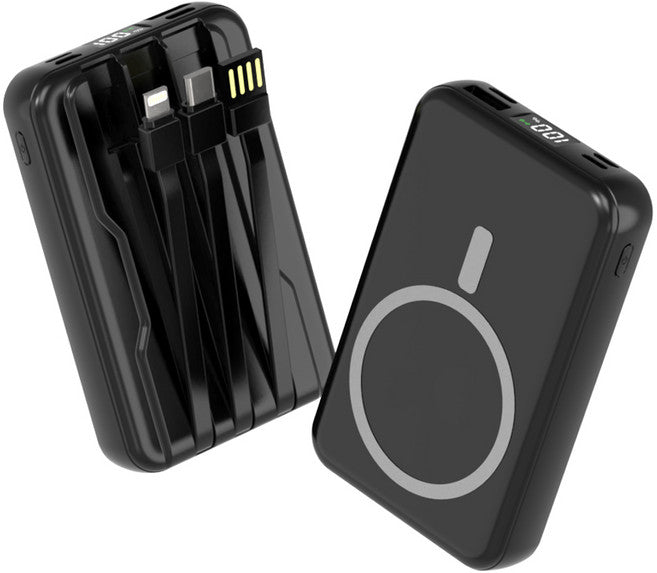 Large Size MAC Set Peu Hohwan Bojo Pear Teori 20000 mAh Wireless Charging Cable Chehyeong LCD Janryangpyosi , Black , 1 Pack (대용량 맥세이프 호환 보조배터리 20000mAh 무선충전 케이블 일체형 LCD 잔량표시, 블랙, 1개)