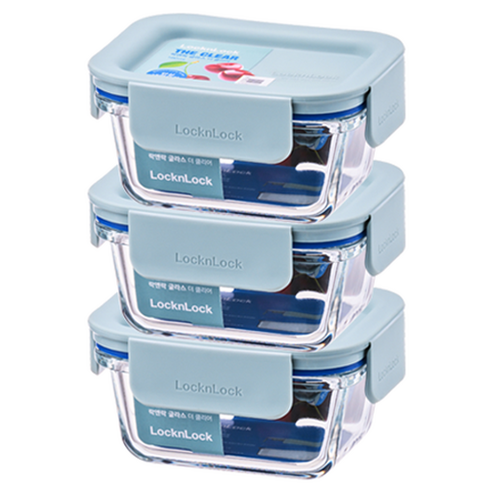 Rak & Rak Deo Clear Jik Square Milpyeyonggi Mint , 3 Pack , 160 ml (락앤락 더 클리어 직사각 밀폐용기 민트, 3개, 160ml)