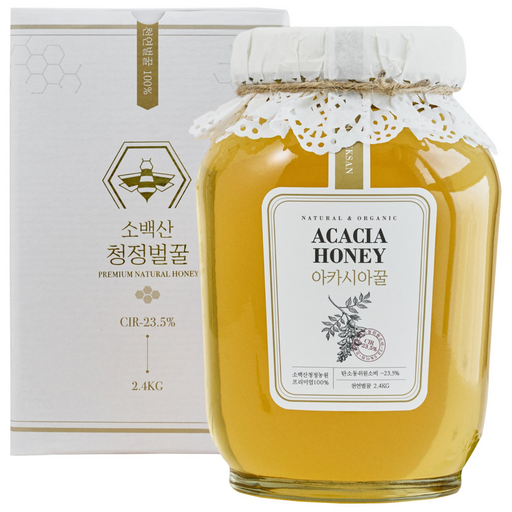 Sobaeksancheongjeongnongwon Akasia Honey 100% Jayeonsan , Cheonyeon Akasia , 2.4 kg, 1 Pack (소백산청정농원 아카시아 자연산 천연)