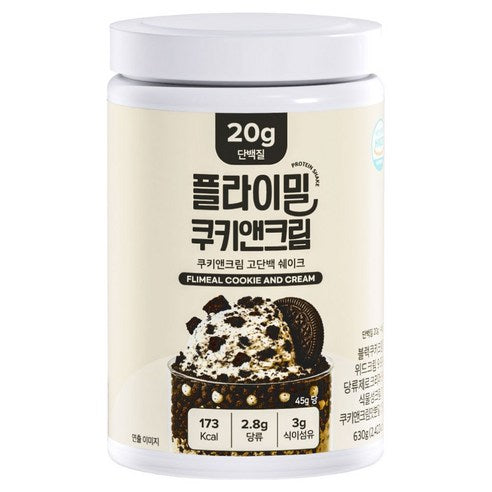Peulramil Cookie & Cream Godanbaek Protein Swekeu , 630 g, 1 Pack (플라이밀 쿠키앤크림 고단백 단백질 쉐이크, 630g, 1개)