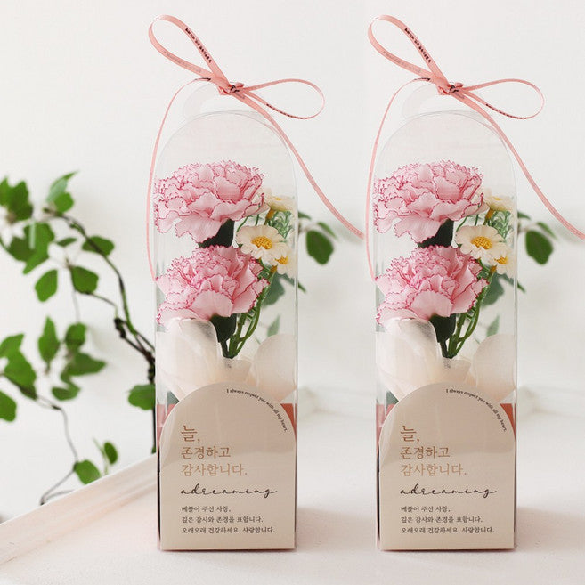 Geurangde Daehyeong Binukkot Kasyeon Kkot Box Seonmul Set , 2 Pack , Rain Cherry (그랑데 대형 비누꽃 카션 꽃 선물 라인)