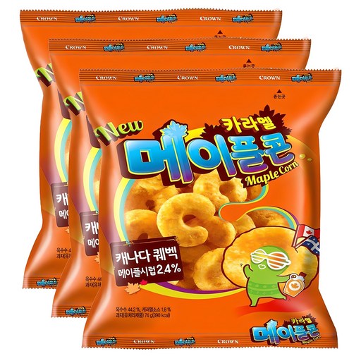 Keuraun Karamel Mepeulkon , 74 g, 3 Pack (크라운 카라멜 메플콘)