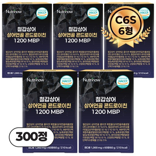 Nyuteurinau Cheolgapsangeo Yeongol Kondeuchin 1200 MBP 6 Hyeong C 6 S Sikyakcheong Injeung HA CC P , 5 Pack , 60 Hoebun (뉴트리나우 철갑상어 연골 콘드친 형 식약청 인증 회분)