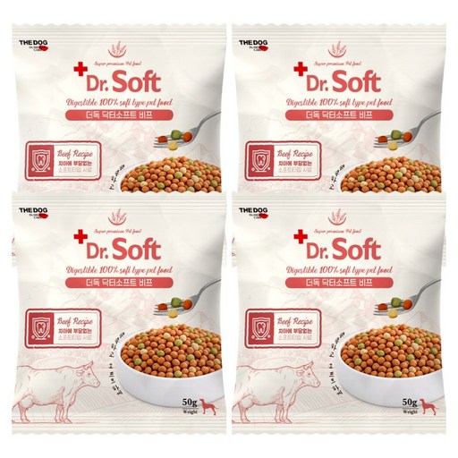 Deodok Noryeonggyeonyong Gangaji Dakteo Soft Saryo , So , 50 g, 4 Pack (더독 노령견용 강아지 닥터 사료 소)