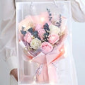 Areuttikol Johwa LED Rose An Pack Eucalyptus Kkotdabal + Tumyeong Case , Pink , 1 Pack (아르띠콜로 조화 LED 장미 안개 유칼립투스 꽃다발 + 투명 케이스, 핑크, 1개)