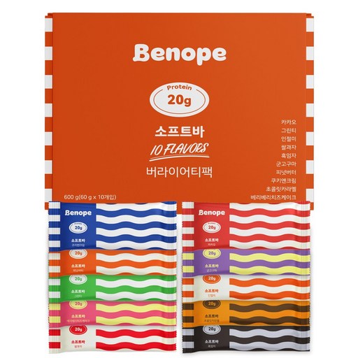 Benopeu Peutin Soft Ba 60 g x 10 Types Beoraeoti Set , 1 Pack , 600 g (베노프 프틴 바 버라어티)