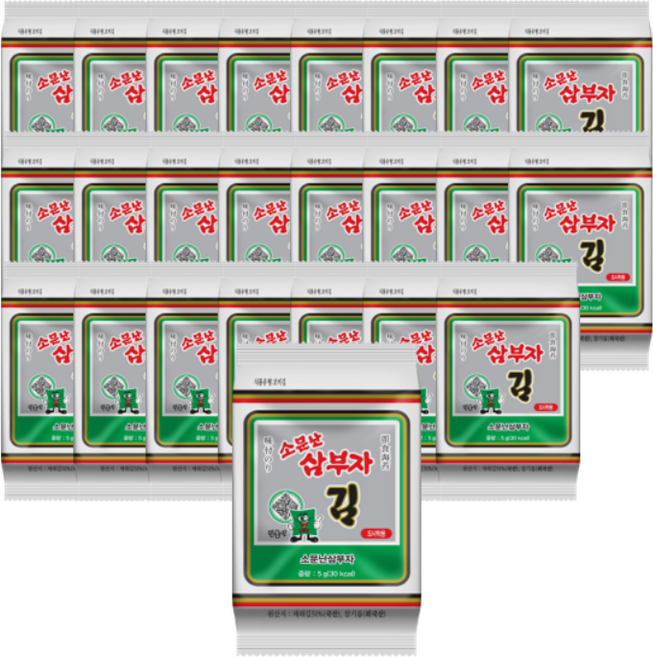 Somunnansambuja Bonsa Jaerae Sirakgim , 2 4 Pack , 5 g (소문난삼부자 본사 재래 도시락김, 24개, 5g)