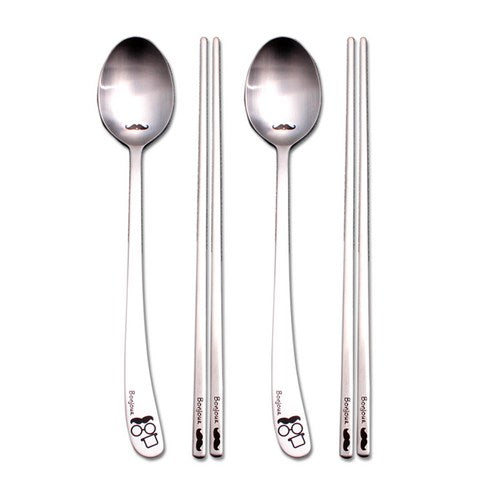 Raonnuri Bag Jyukichin Cheongso Cutlery Set , Spoon 2 p + Chopsticks 2 p, 1 Set (라온누리 봉쥬키친 청소년 수저세트, 숟가락 2p + 젓가락 2p, 1세트)