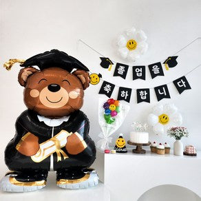 Benteuholrik Joleop Patiyongpum Seutaendingpungseon Raendeu Set , 1 Pack , 02. Haksamo Gomdol Set (이벤트홀릭 졸업 파티용품 스탠딩풍선 가랜드 세트, 1개, 02.학사모 곰돌이 세트)
