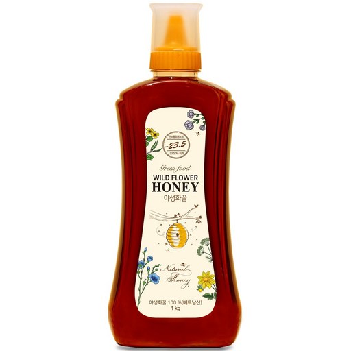 Green Pudeu Yasaenghwa Honey Beteunam Jayeonbeol Honey , 1 Pack , 1 kg (푸드 야생화 베트남 자연벌)