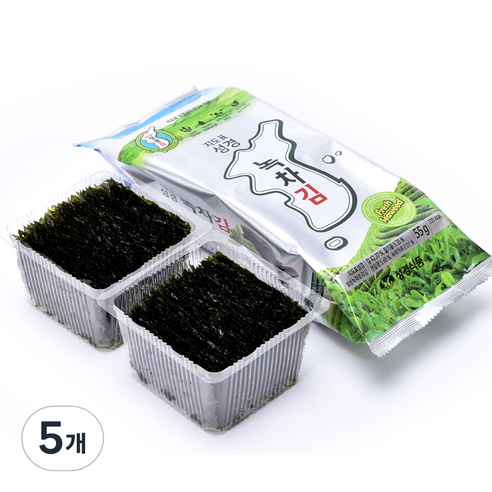 Jipyoseonggyeong Boseong Green Tea Chopped Gim , 55 g, 5 Pack (지도표성경 보성녹차 조각김, 55g, 5개)