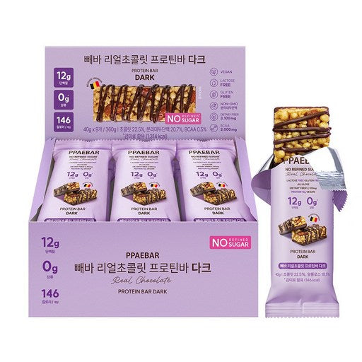 [ Sugar-free 0 g Seoltang ] Ppaeba Rieolchokolrit Peutinba Dakeu , 360 g, 1 Pack (설탕 빼바 리얼초콜릿 프틴바 다크)