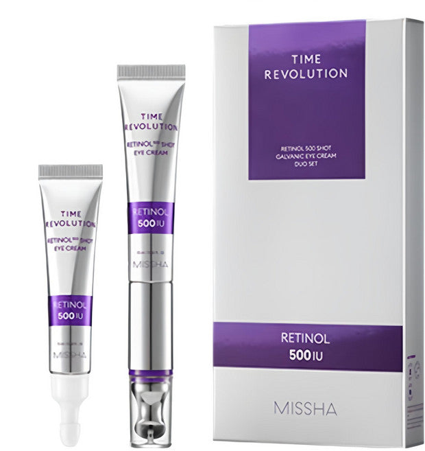 Missha Taim Rebolrusyeon Retinol 500 Syat Galbanik A Cream Dyuo Set 15 ml + 15 ml, 1 Pack (미샤 타임 레볼루션 레티놀 500샷 갈바닉 아이크림 듀오 세트 15ml + 15ml, 1개)