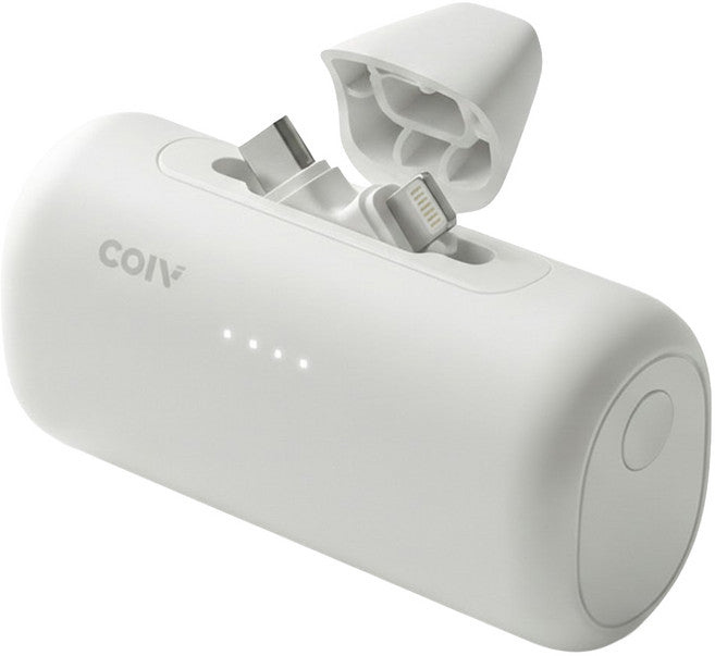 COIV 2 in 1 PD 22.5 W Kinghyeong 5000 mAh Gosok Charging Bojo Pear Teori , Opeu White , ECP 2-240486 A (COIV 2in1 PD 22.5W 도킹형 5000mAh 고속충전 보조배터리, 오프화이트, ECP2-240486A)