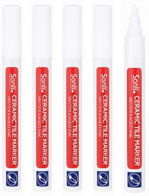Keuraenbeurang Sseuksaksseukssak Large Size Selpeusigong Ta Julnun Makeopen , White , 5 Pack (크랜브랑 쓱삭쓱싹 셀프시공 타 줄눈 마커펜)