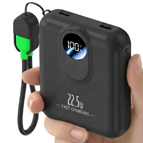 YOBON PD 22.5 W QC 3.0 Gosok Charging Mini Bojo Pear Teori 10000 mAh LCD Janryangpyosi Packets Ket Portable , Geomjeongsaek , Z 1 (YOBON PD 22.5W QC3.0 고속충전 미니 보조배터리 10000mAh LCD 잔량표시 포켓 휴대용, 검정색, Z1)