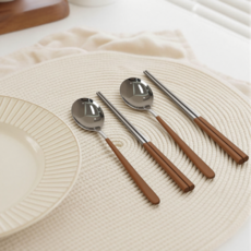 FASEN 304 Stainless Cutlery Set Sik 2 In /4 In Cutlery Set , 1 Set , Spoon (2 p) + Chopsticks (2 p), Beuraun (FASEN 304스텐 수저세트 한식 2인/4인 수저세트, 1세트, 숟가락(2p) + 젓가락(2p), 브라운)