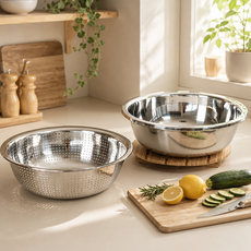 Elturibeoseu Stainless Miksingbol Tagongchaeban 2 Types Set LRC-4039, Miksingbol 40 cm+ Chaeban 39 cm, 1 Pack (엘투리버스 스텐 믹싱볼 타공채반 2종 세트 LRC-4039, 믹싱볼 40cm+채반 39cm, 1개)
