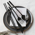 Reuri Modeon Dineo 2 In Keoteureori Set , Black , Seupun 2 p + Fork 2 p + Napeu 2 p + Chopsticks 2 Beol , 8 Pack (르리에 모던 디너 2인 커트러리 세트, 블랙, 스푼 2p + 포크 2p + 나이프 2p + 젓가락 2벌, 8개)