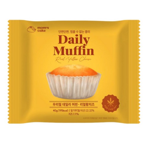 Our Mil Deri Meopin Rieol Hwang Cheese , 18 Pack , 40 g (우리밀 데일리 머핀 리얼 황치즈, 18개, 40g)