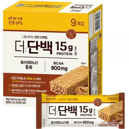 Deodanbaek Keureonchi Peutinba Pineot Butter 9 p, 360 g, 1 Pack (더단백 크런치 프틴바 피넛)