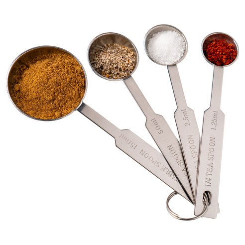 Jipsaram Stainless Gyeryang Silver Seupun 4 Types Set , 1 Set (집사람 스텐 계량 실버 스푼 4종 세트, 1세트)