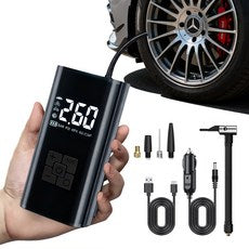 Taeo Gonggiap Ju Pack Gi Portable Wireless All-in-One Set 6000 mAh Taeo Apryeok Moniteoring /led Sonjeondeung / Bojo Pear Teori / Jadongcha Nonggug (타이어 공기압 주입기 휴대용 무선 올인원 세트 6000mAh 타이어 압력 모니터링/led손전등/보조배터리/자동차 농구공 자전거 오토바이 다용도에어펌프, 블랙, 1세트)
