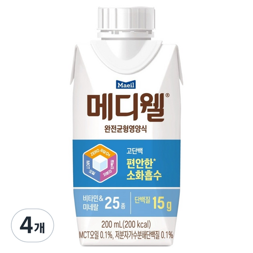 Mediwel Godanbaek Wanjeongyunhyeong Nutrition Sik , 200 ml, 4 Pack (메디웰 고단백 완전균형 식)