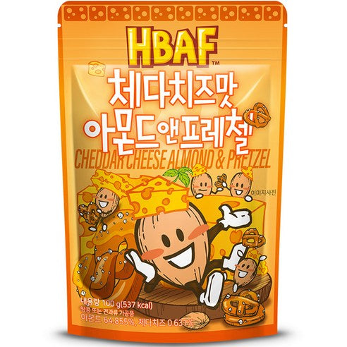 Bapeu Cheda Cheese Flavor Amondeu & Peurechel , 100 g, 1 Pack (바프 체다치즈맛 아몬드 앤 프레첼, 100g, 1개)